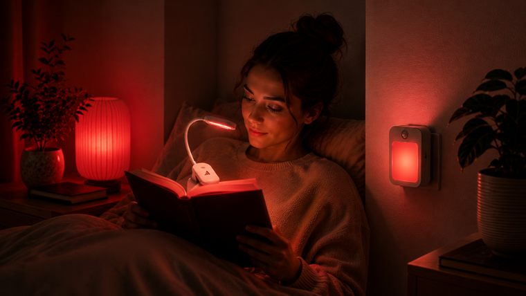 Dormitorio de noche con luz roja — cronobiología
