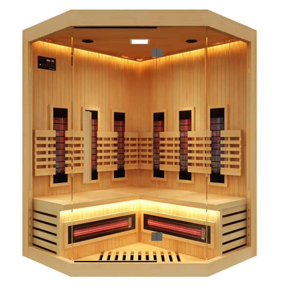 Sauna infrarroja Sense 2 angular para 2 personas con diseño de esquina
