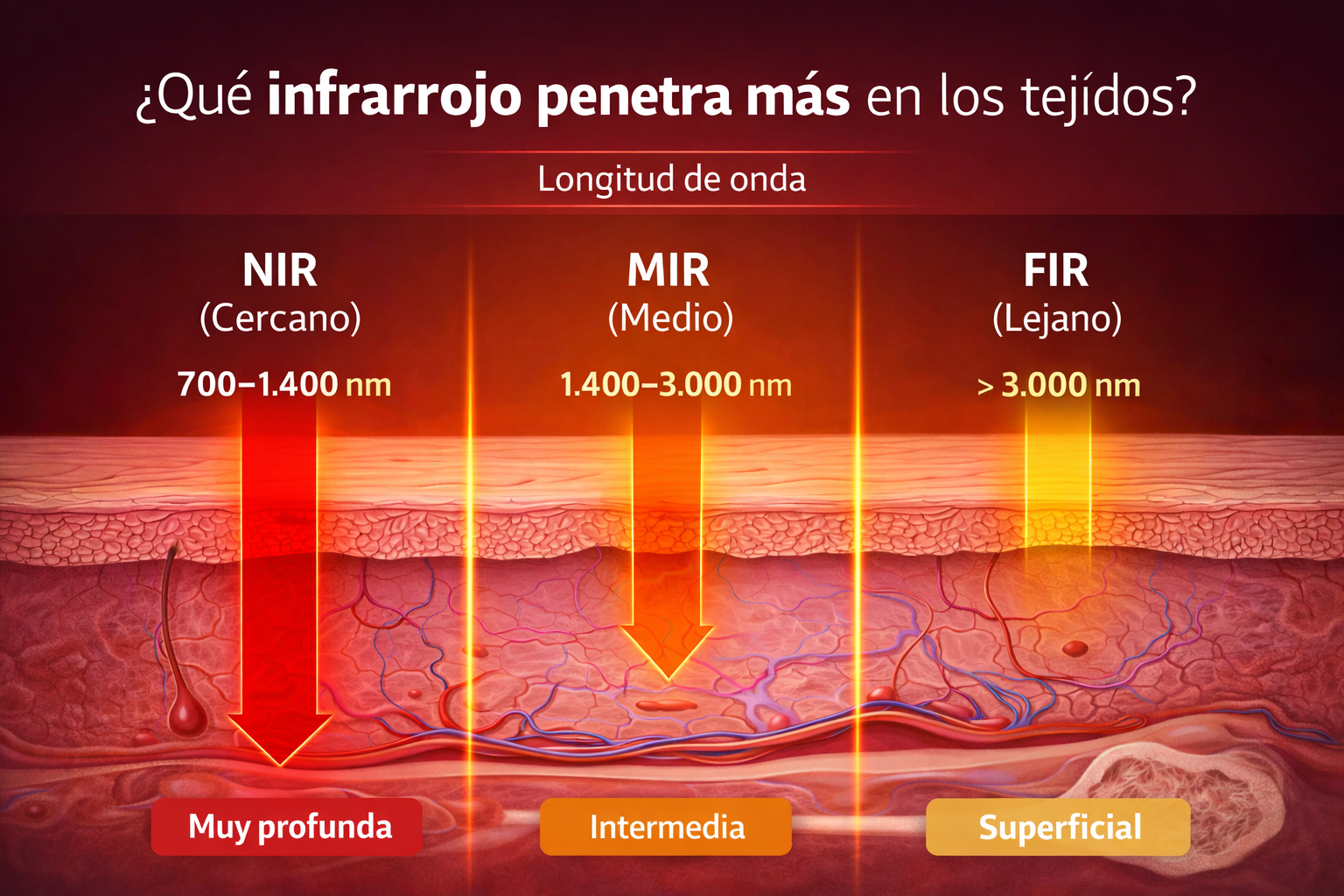 Espectro infrarrojo NIR MIR FIR