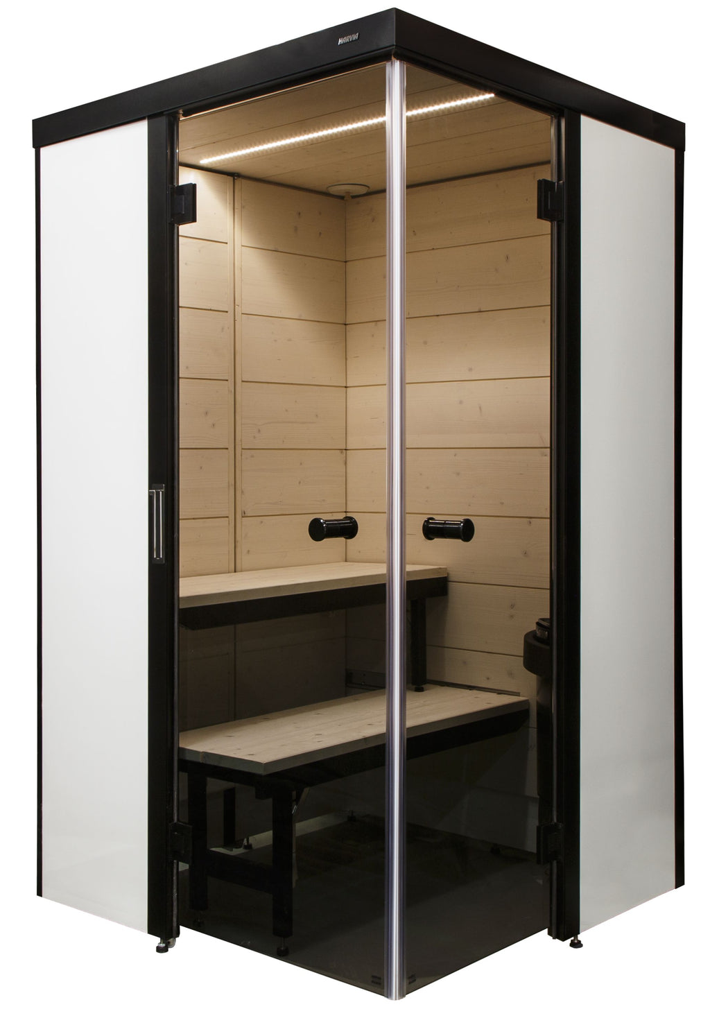 Sauna Harvia SmartFold 2.0 — plegable, panel blanco · 2 personas