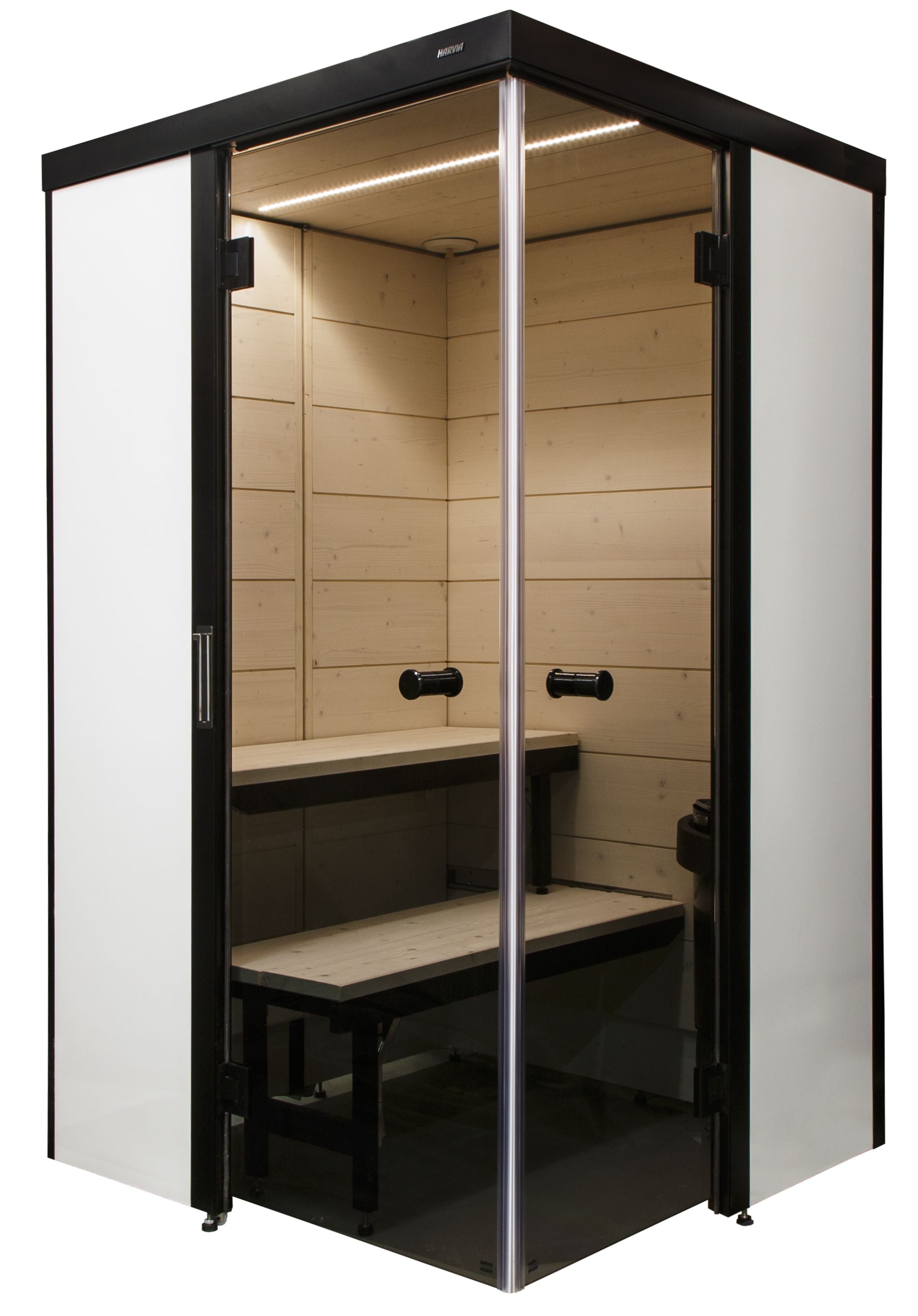 Sauna Harvia SmartFold 2.0 — plegable, panel blanco · 2 personas