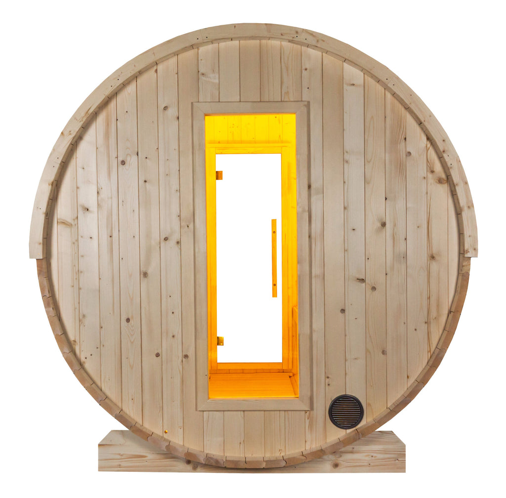 Sauna exterior Harvia Kuusi 220 — barril nórdico · 4-6 personas