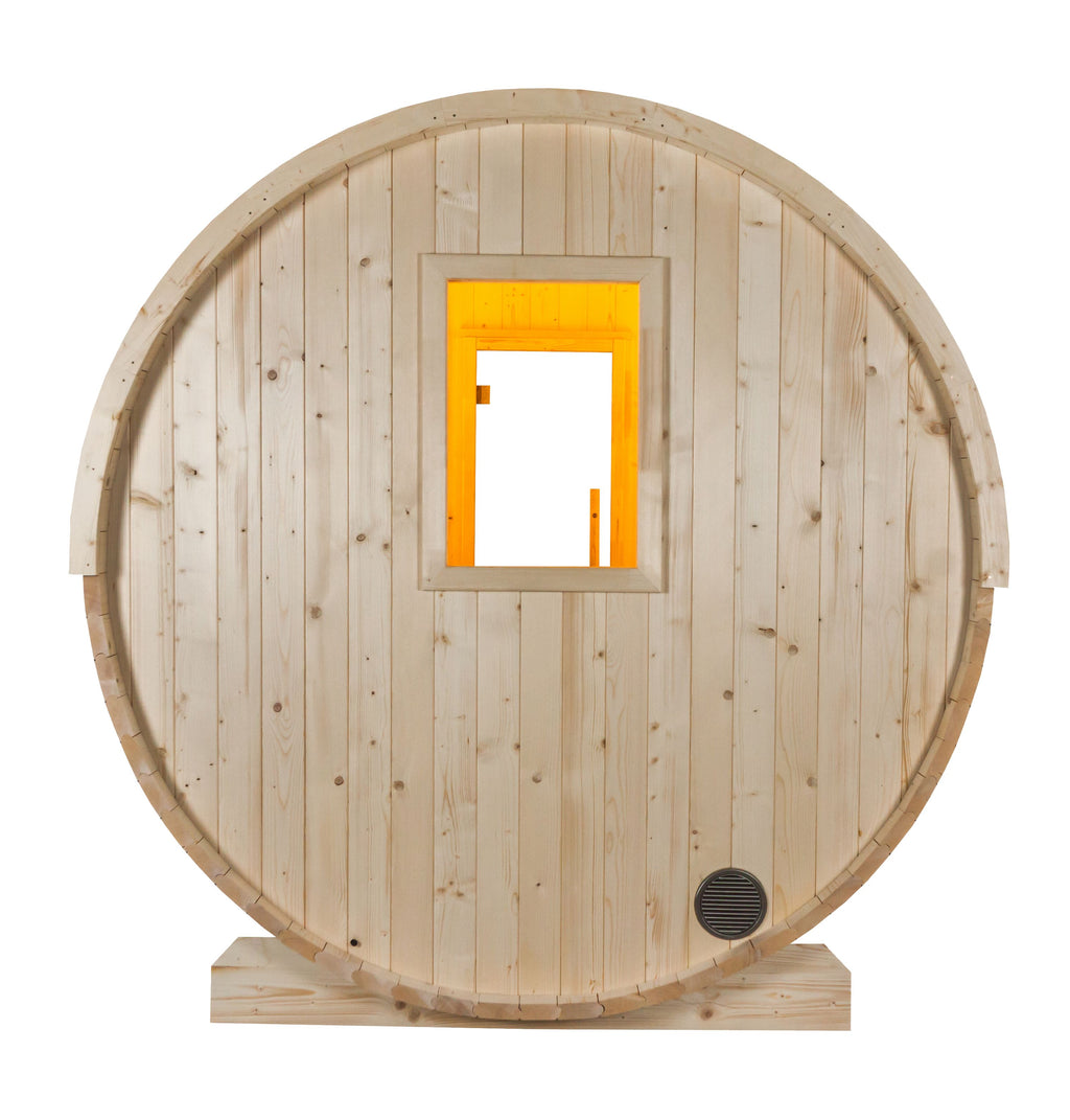 Sauna exterior Harvia Kuusi 220 — barril nórdico · 4-6 personas