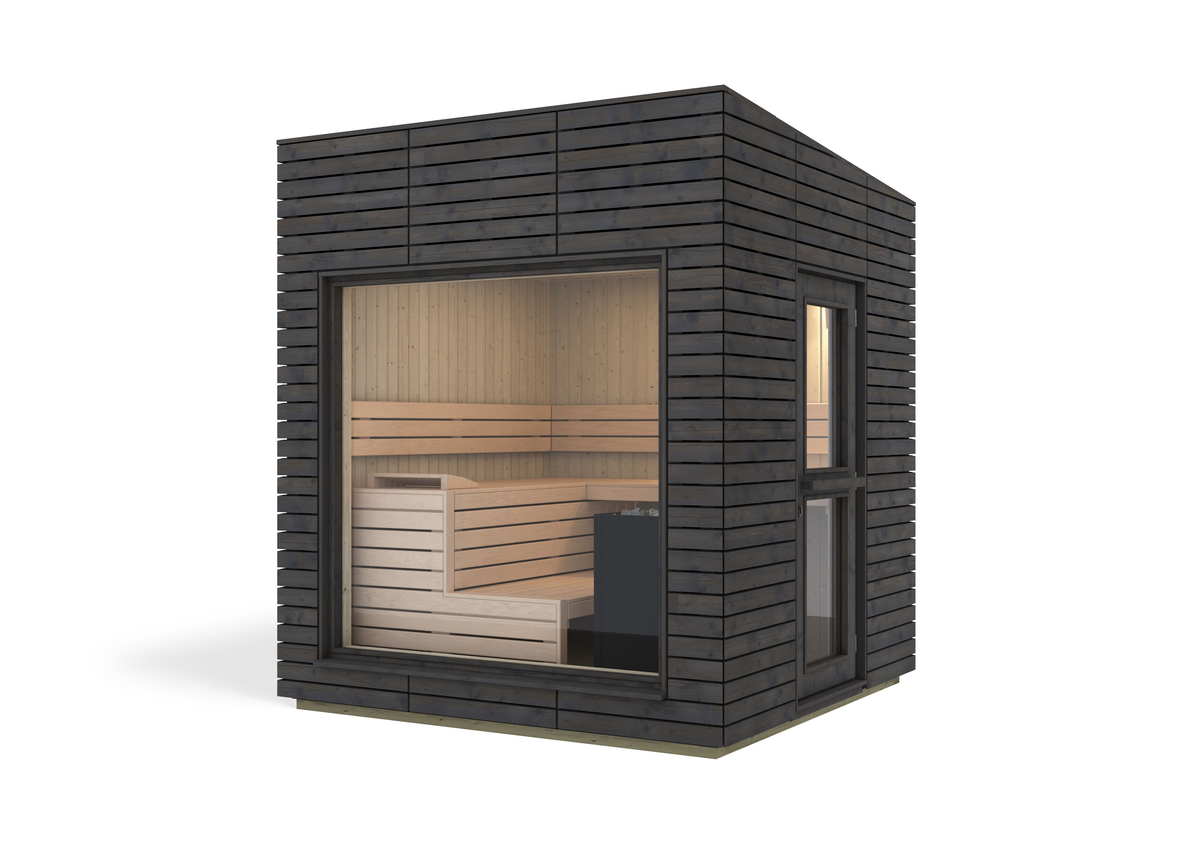 Sauna exterior Harvia Alpina View Medium — cristal panorámico · 5 personas