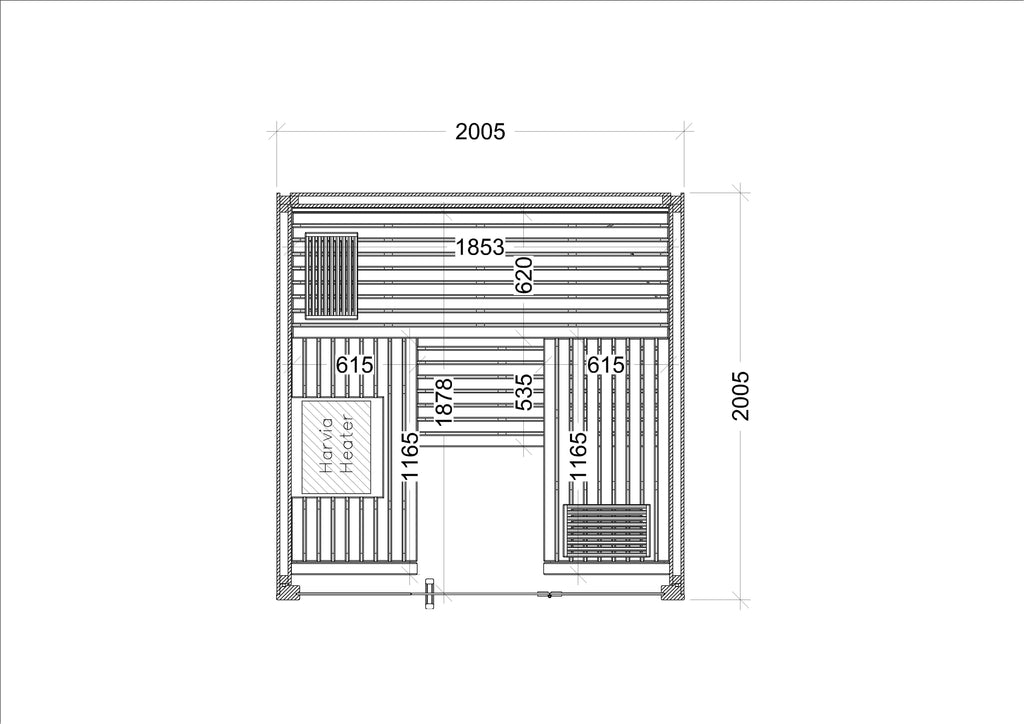 Sauna Harvia Fuji Oak Large — proyecto a medida · 5 personas