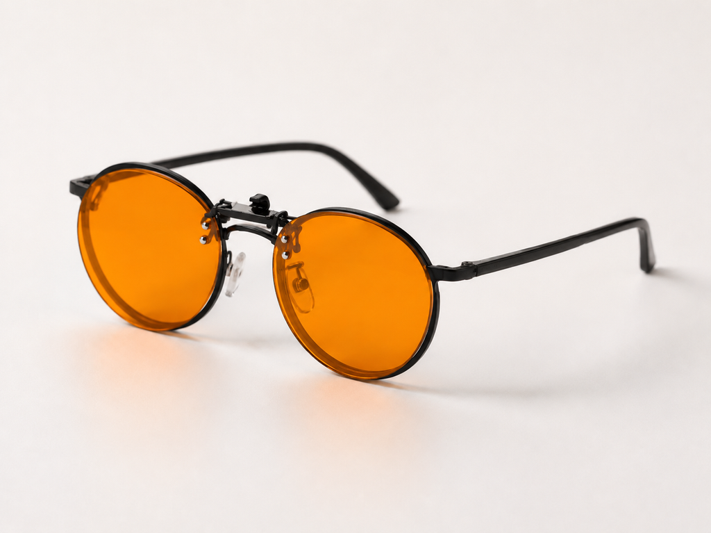 Gafas naranjas tipo clip-on bloqueadoras luz azul - redondas