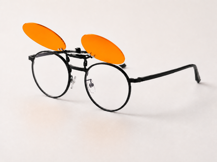 Gafas naranjas tipo clip-on bloqueadoras luz azul - redondas