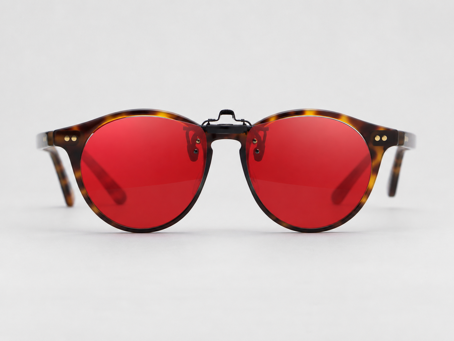 Gafas rojas tipo clip-on bloqueadoras luz azul - redondas