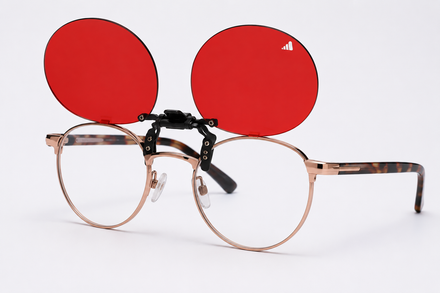 Gafas rojas tipo clip-on bloqueadoras luz azul - redondas