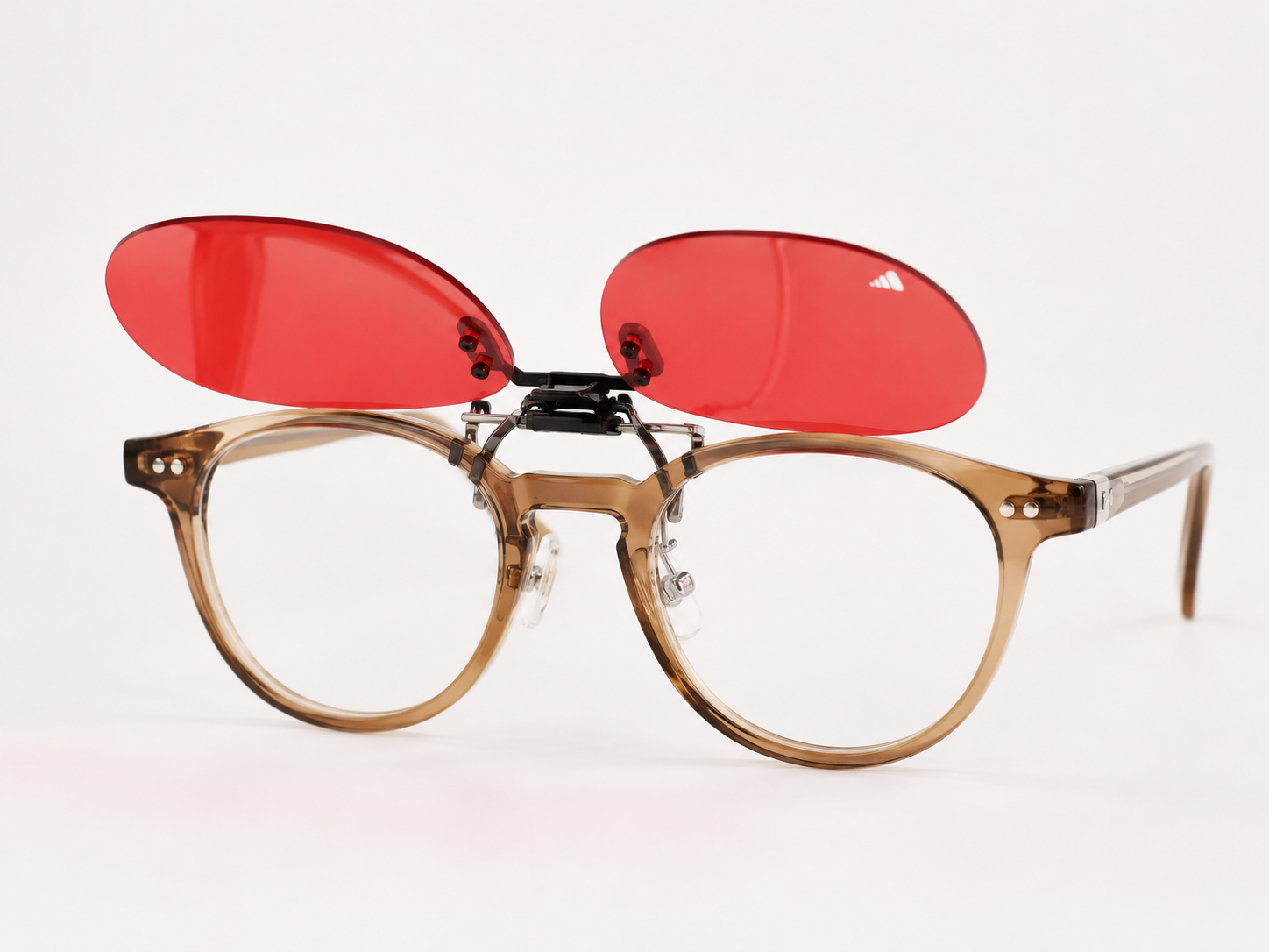 Gafas rojas tipo clip-on bloqueadoras luz azul - redondas