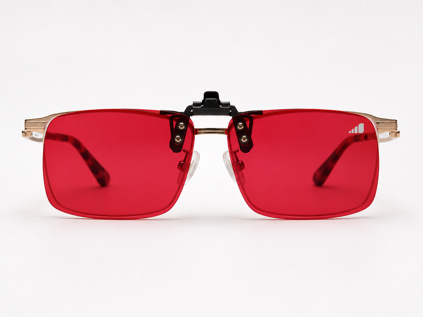 Gafas rojas tipo clip-on bloqueadoras luz azul - rectangulares