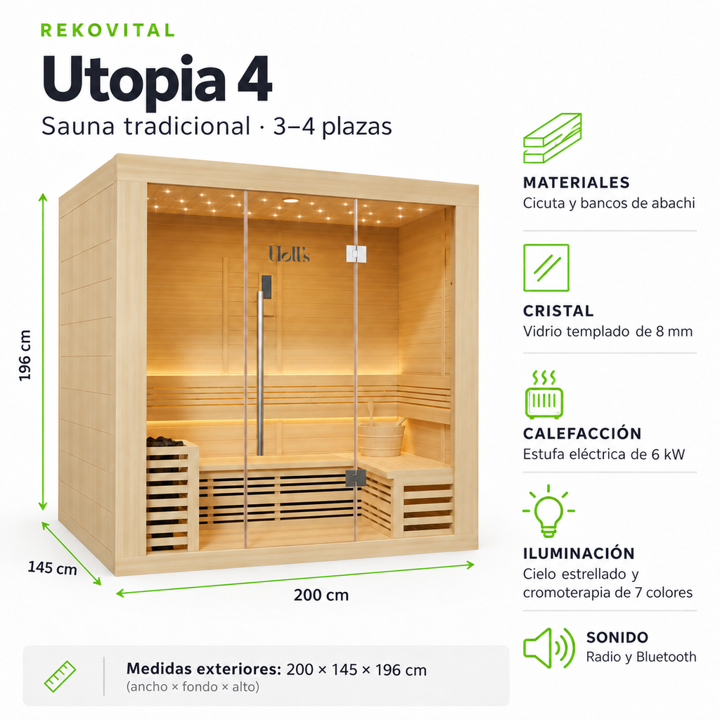 Utopia 4 - sauna tradicional 3-4 plazas