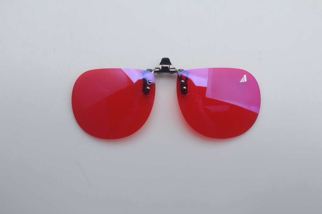Gafas rojas tipo clip-on bloqueadoras luz azul - redondas