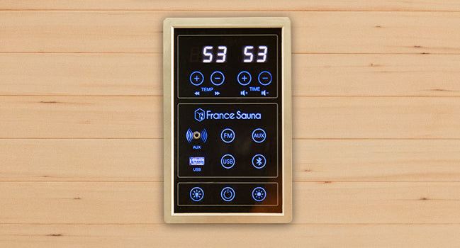 Panel de control digital de la sauna Apollon 2 con FM Bluetooth y cromoterapia