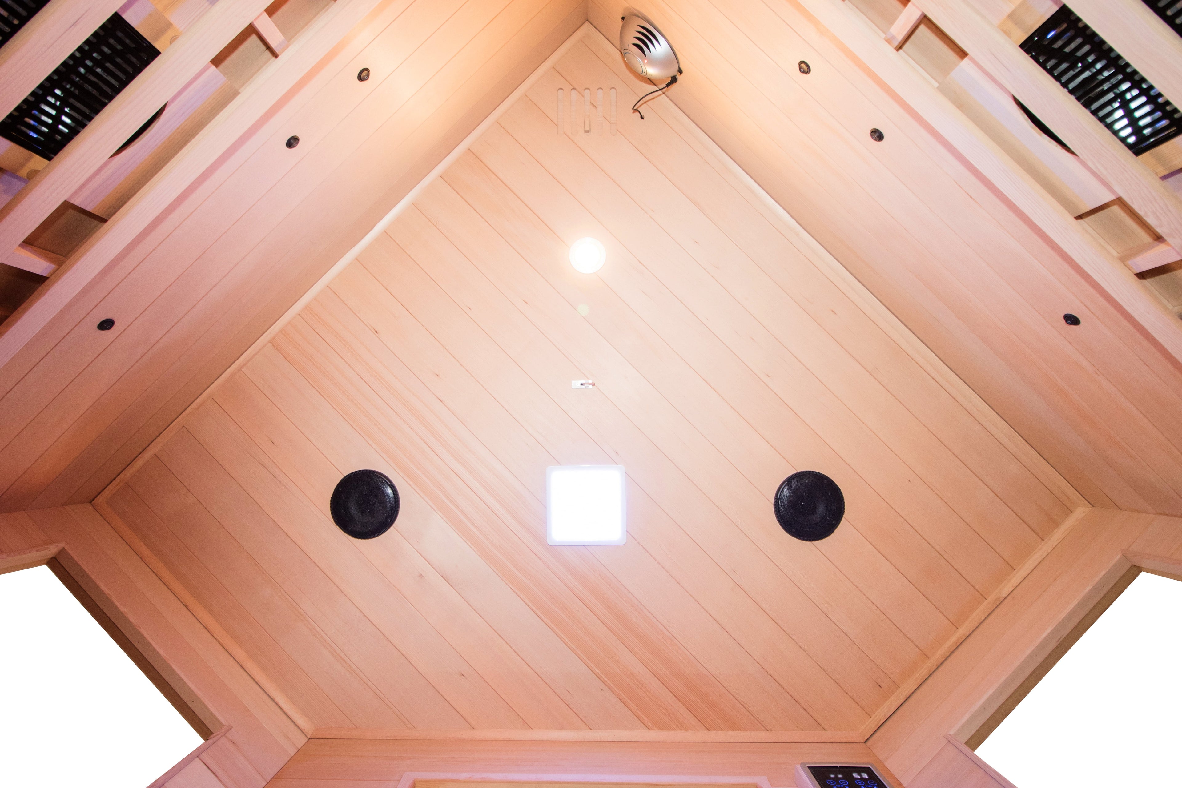 Techo de la sauna Apollon 3C con altavoces Bluetooth y luz de cromoterapia