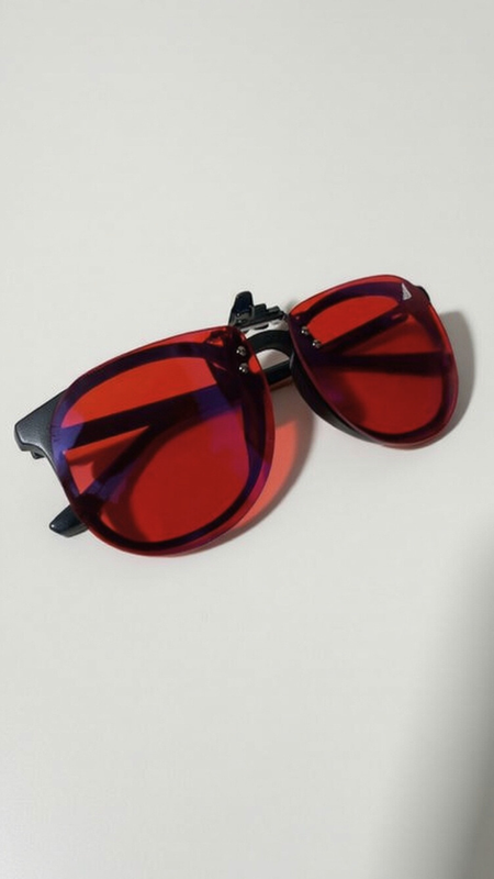 Gafas rojas tipo clip-on bloqueadoras luz azul - redondas
