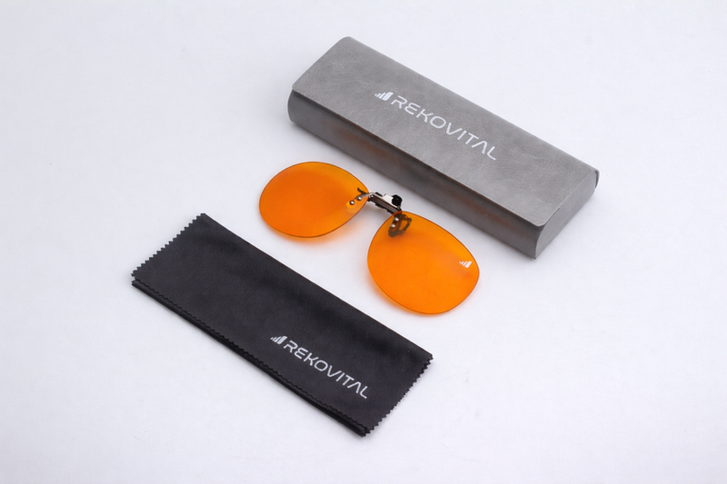 Gafas clip-on naranjas redondas bloqueadoras de luz azul para protección nocturna