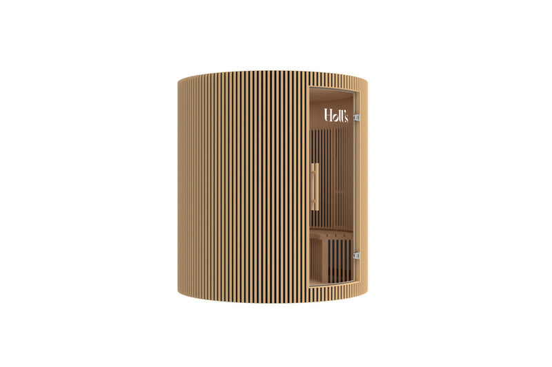 Sauna infrarroja Curva Full Spectrum de 4 plazas con diseño curvo y madera de cedro