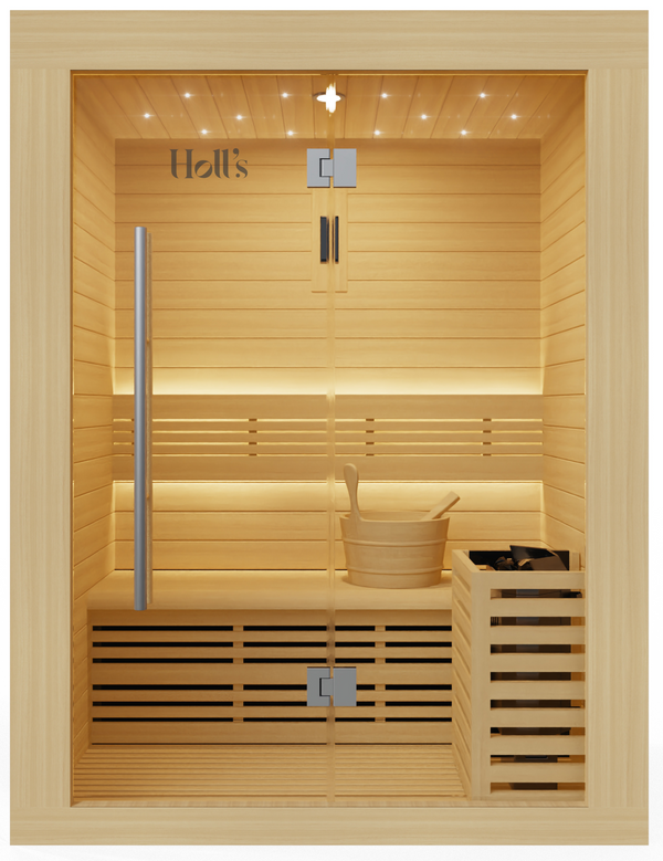 Sauna tradicional finlandesa Utopia 3 para 2-3 plazas compacta en madera de abeto