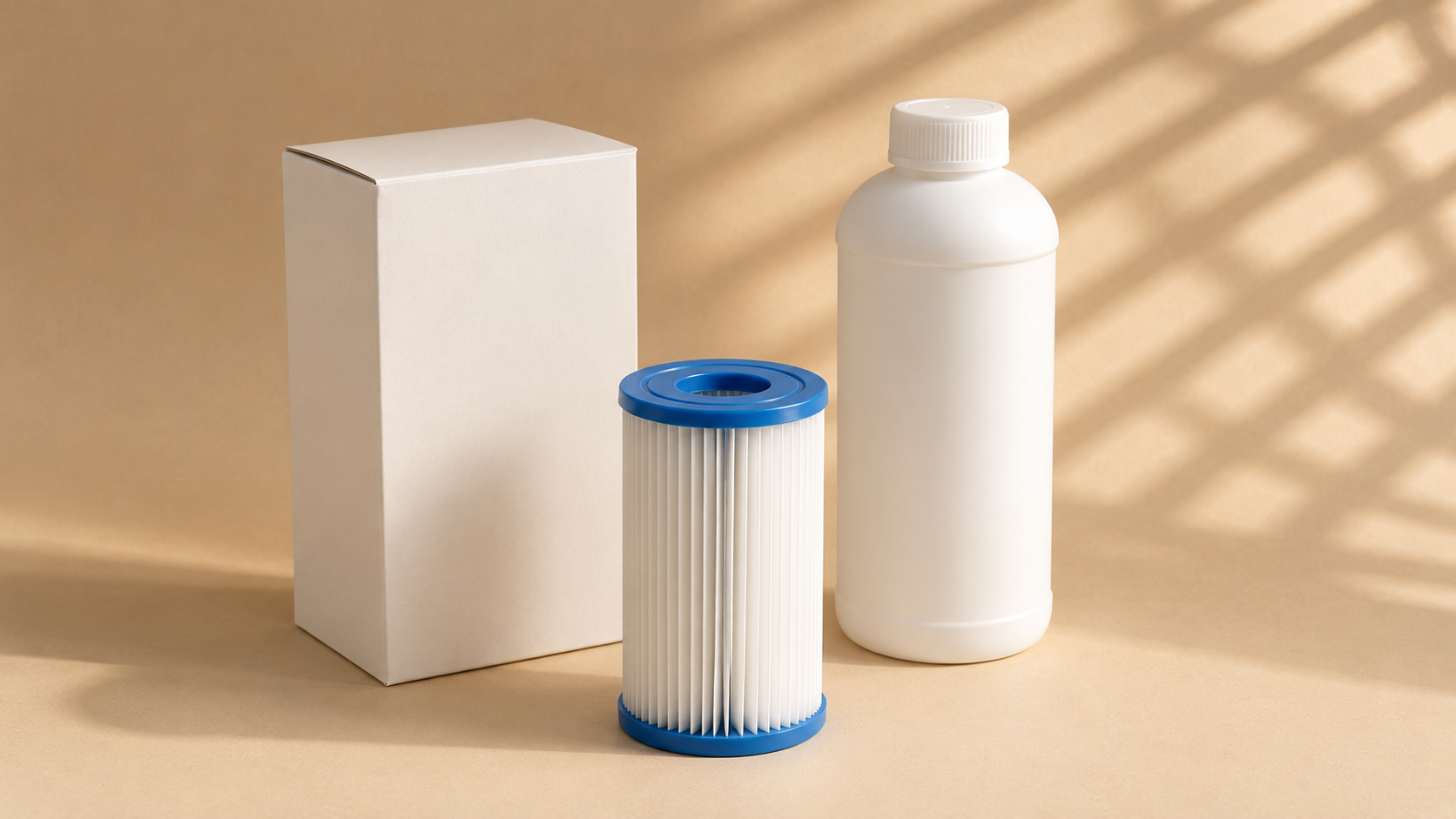 Kit de mantenimiento: filtro de recambio, caja de comprimidos de oxígeno activo y limpiador de circuito
