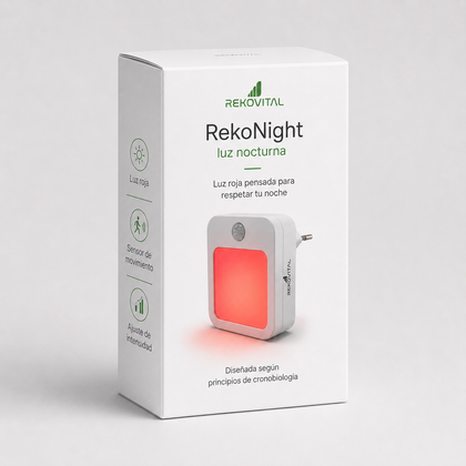 RekoNight — luz nocturna roja de enchufe con sensor de movimiento