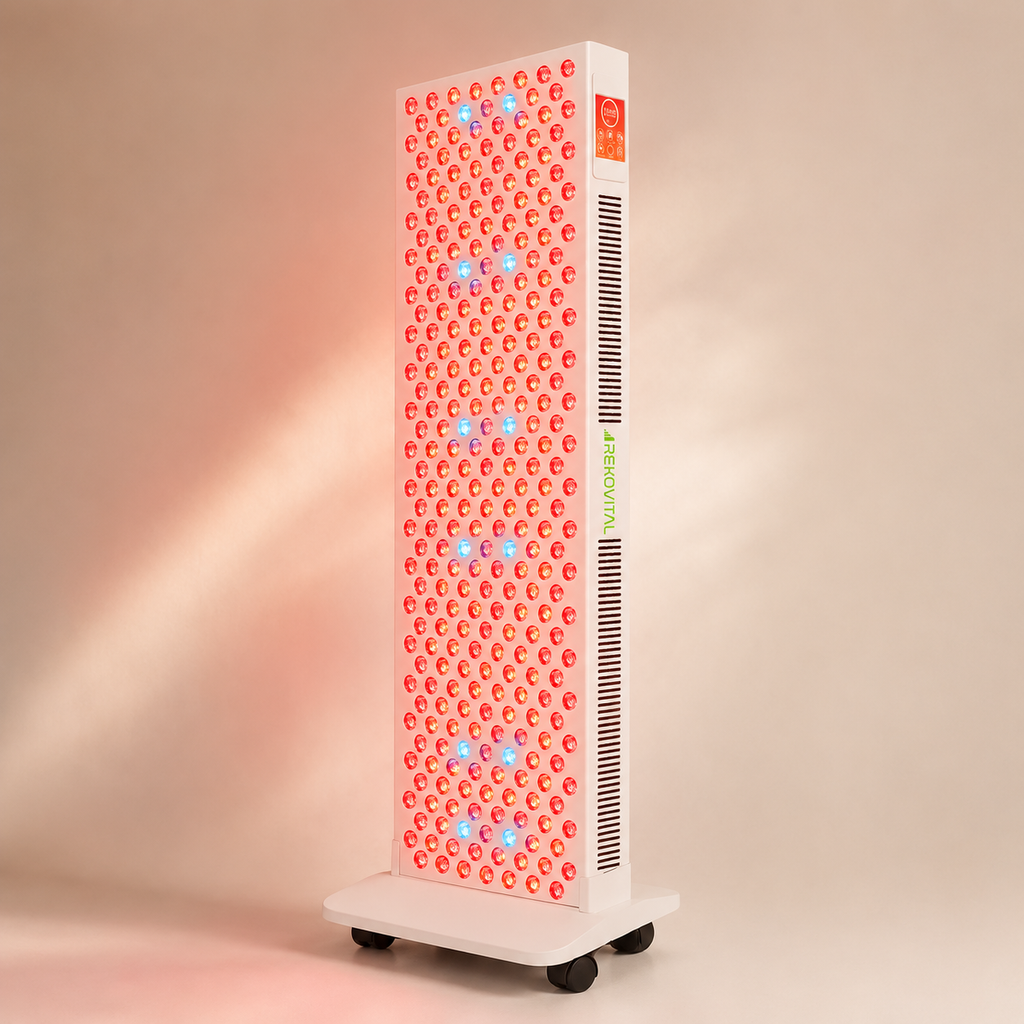 Panel luz roja 3000RLT PRO vertical con ruedas — vista de producto RekoVital