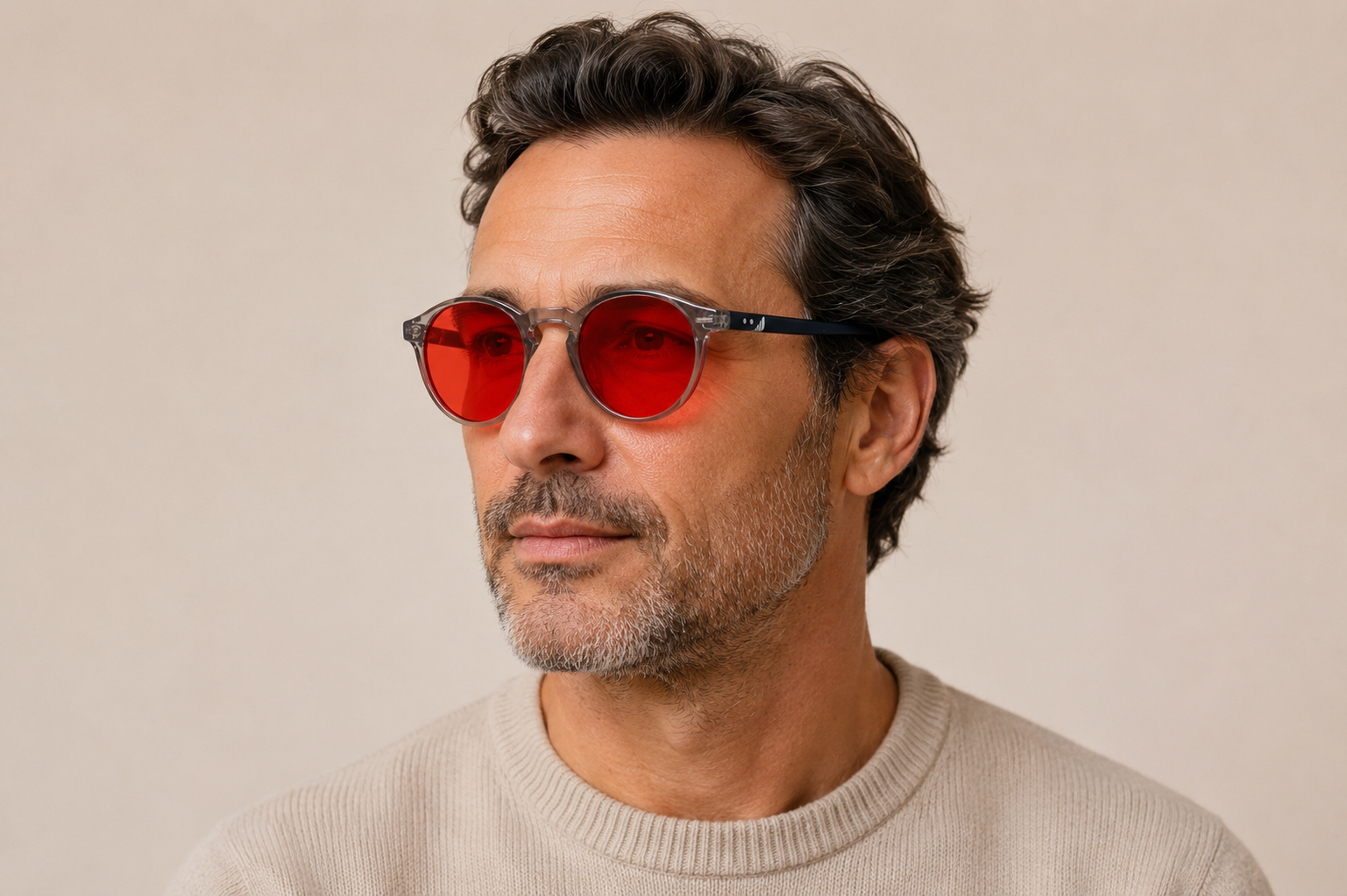 Hombre adulto con gafas bloqueadoras de luz azul Crimson Night (lentes rojas redondas) — RekoVital