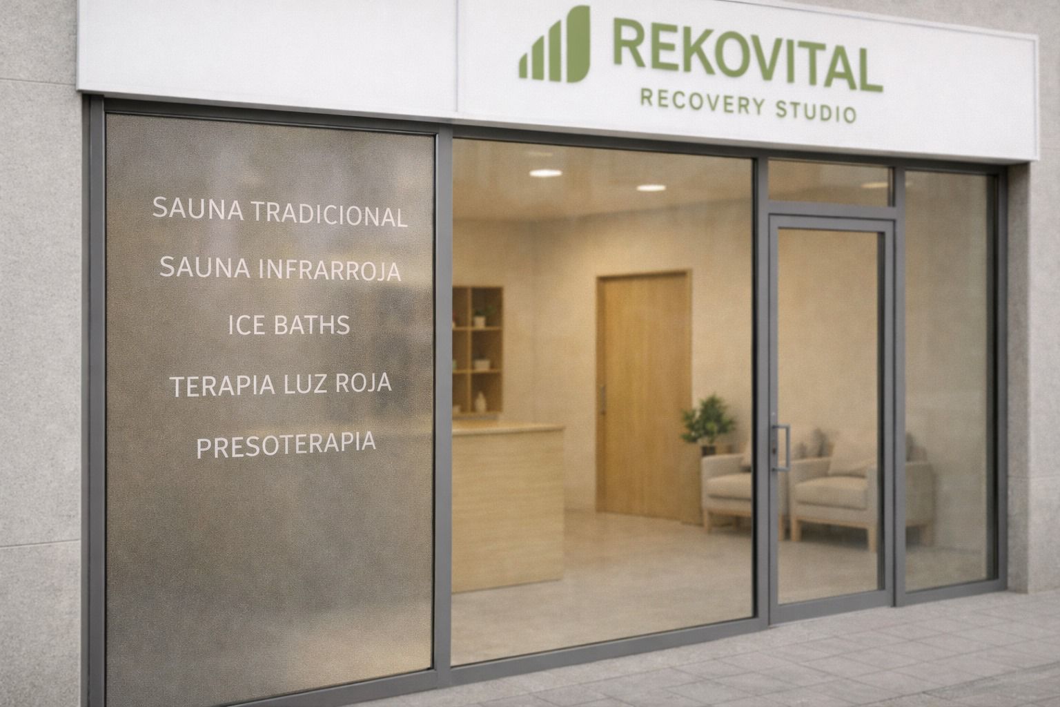 Fachada del centro RekoVital con listado de servicios
