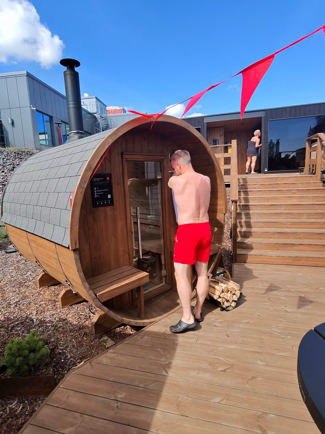 Saunas de barril en el campus de Harvia